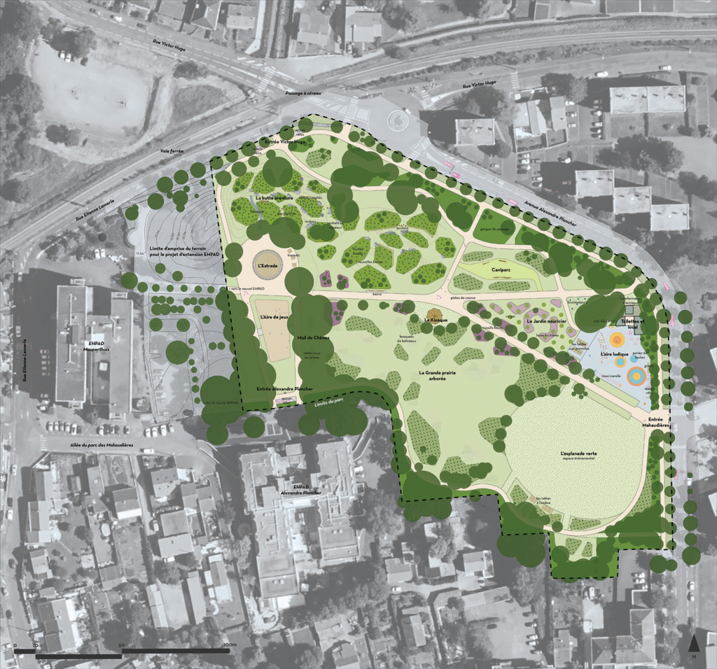 Projet de réaménagement du parc des Mahaudières - plan